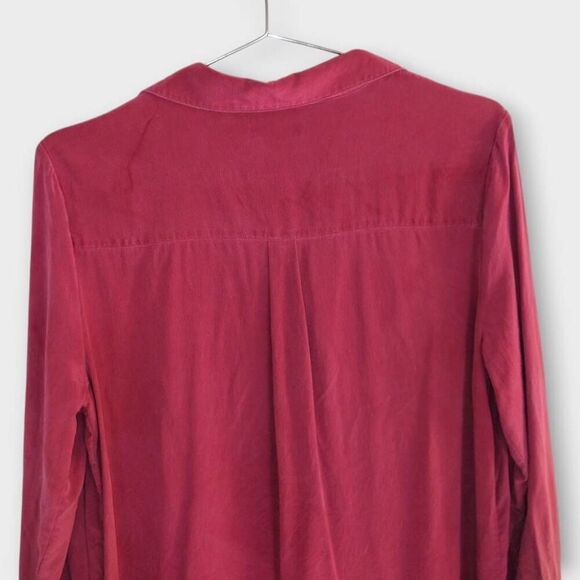 Garnet Hill‎ Womens Top Sz 8 Blouse 100% Silk Burgundy Buttons Classic Academia - Picture 4 of 8